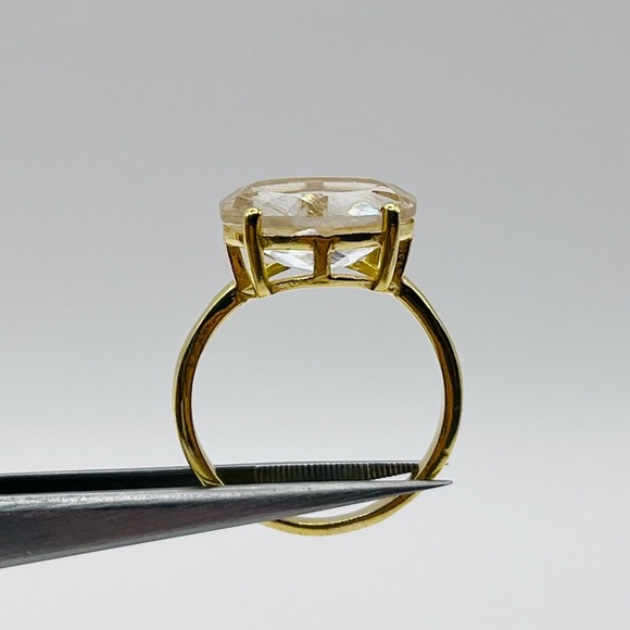 Natural Rutile Ring 18k Gold Plated 925 Sterling Silver - Picture 3 of 3